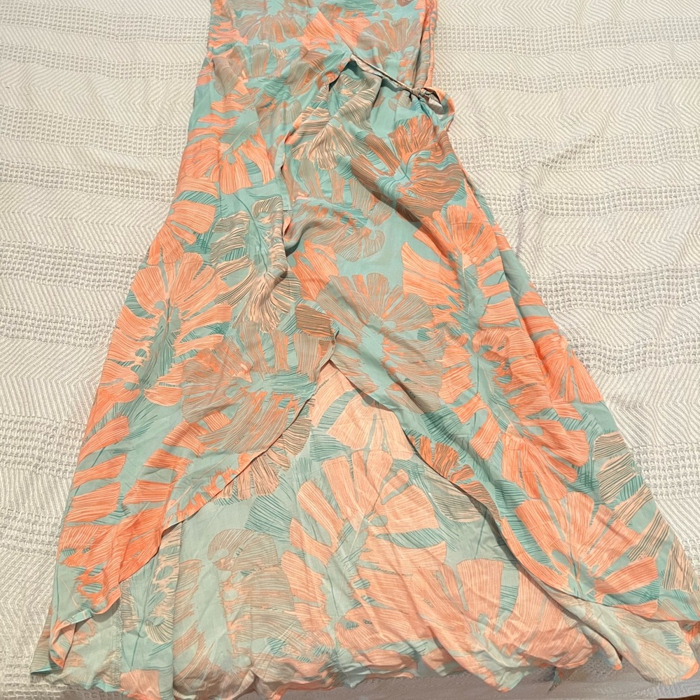 L*Space Tropical Leaf Maxi Dress in Coral and Mint